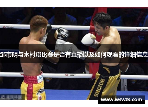 邹市明与木村翔比赛是否有直播以及如何观看的详细信息