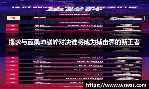 播求与蓝桑坤巅峰对决谁将成为搏击界的新王者